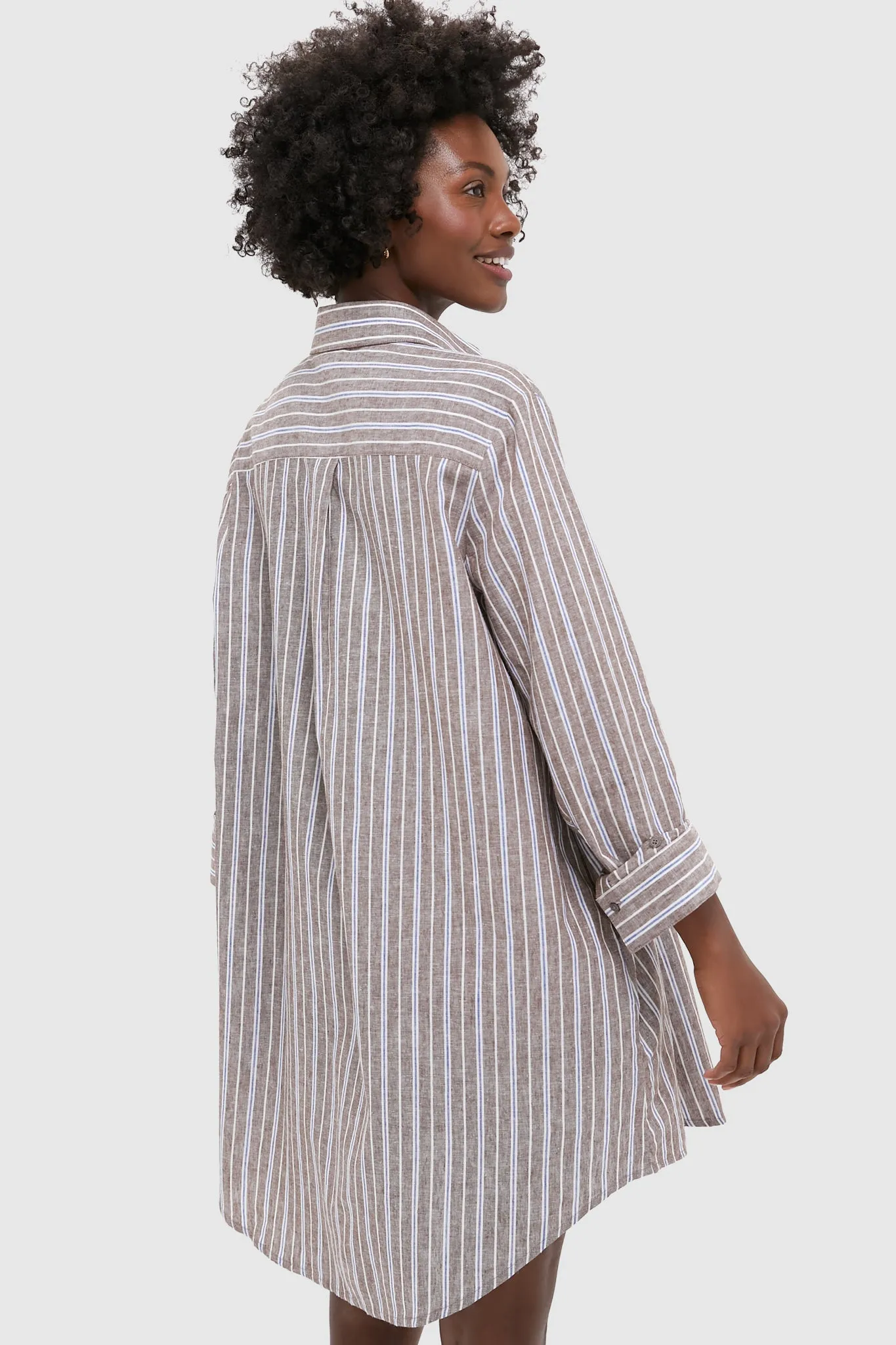 Dove Stripe Linen Carlotta Shirt Dress sold by Tuckernuck product image thumbnail 4