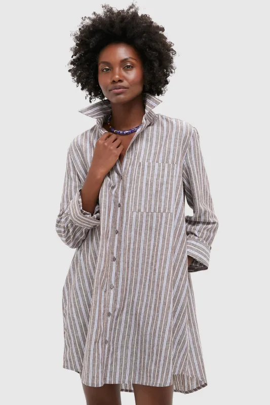 Dove Stripe Linen Carlotta Shirt Dress sold by Tuckernuck