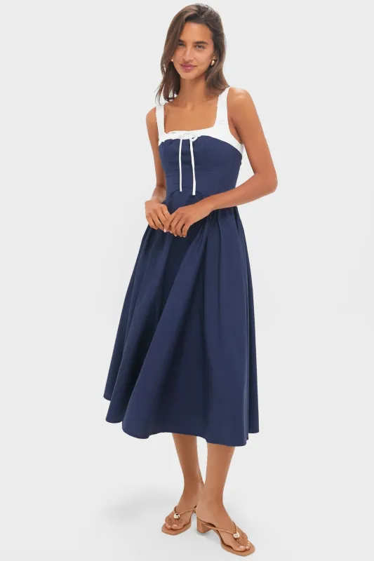 Navy Tie Detail Midi Dress sold by Tuckernuck