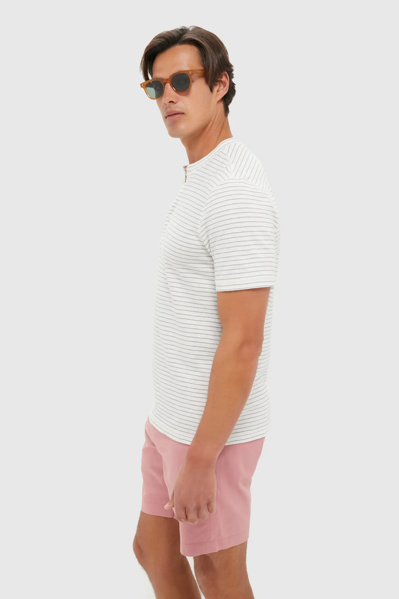 Cream Flint Stripe Short Sleeve Sunwashed Henley sold by Tuckernuck product image thumbnail 3