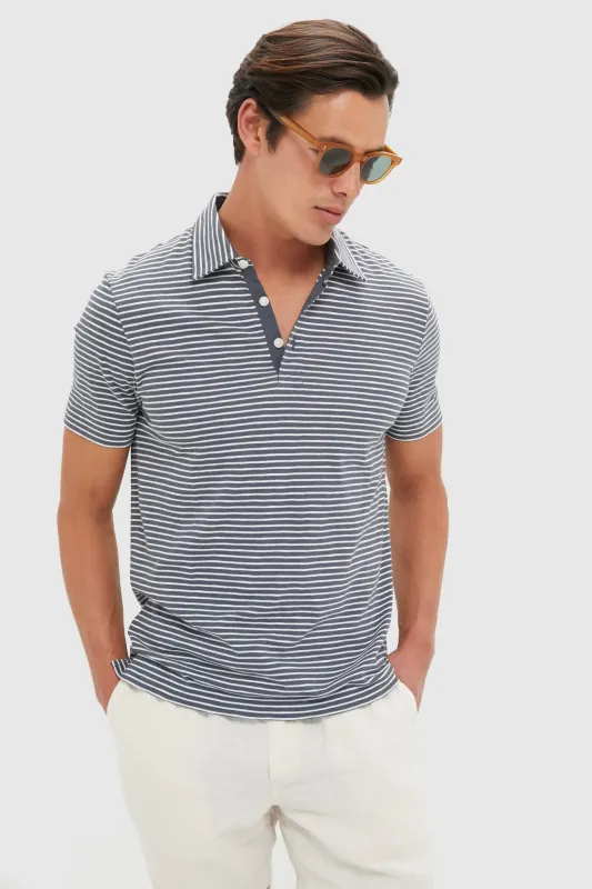 Ocean Stone Stripe Sunwashed Tee Shirt Polo sold by Tuckernuck