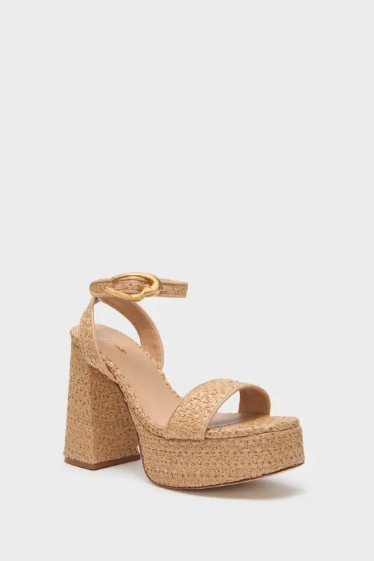 Beige Leather Natural Raffia Dolly Verona Sandals sold by Tuckernuck
