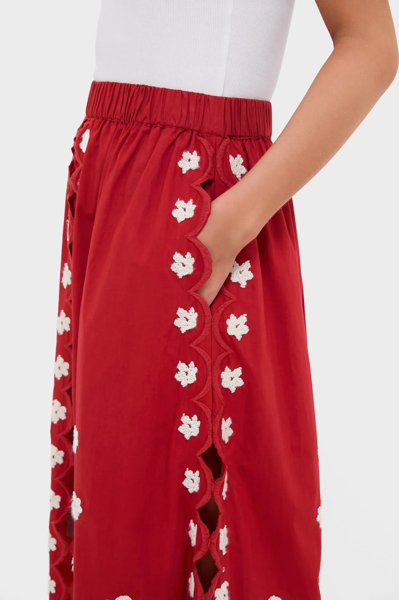 Red Catrine Applique Midi Scallop Skirt sold by Tuckernuck product image thumbnail 5