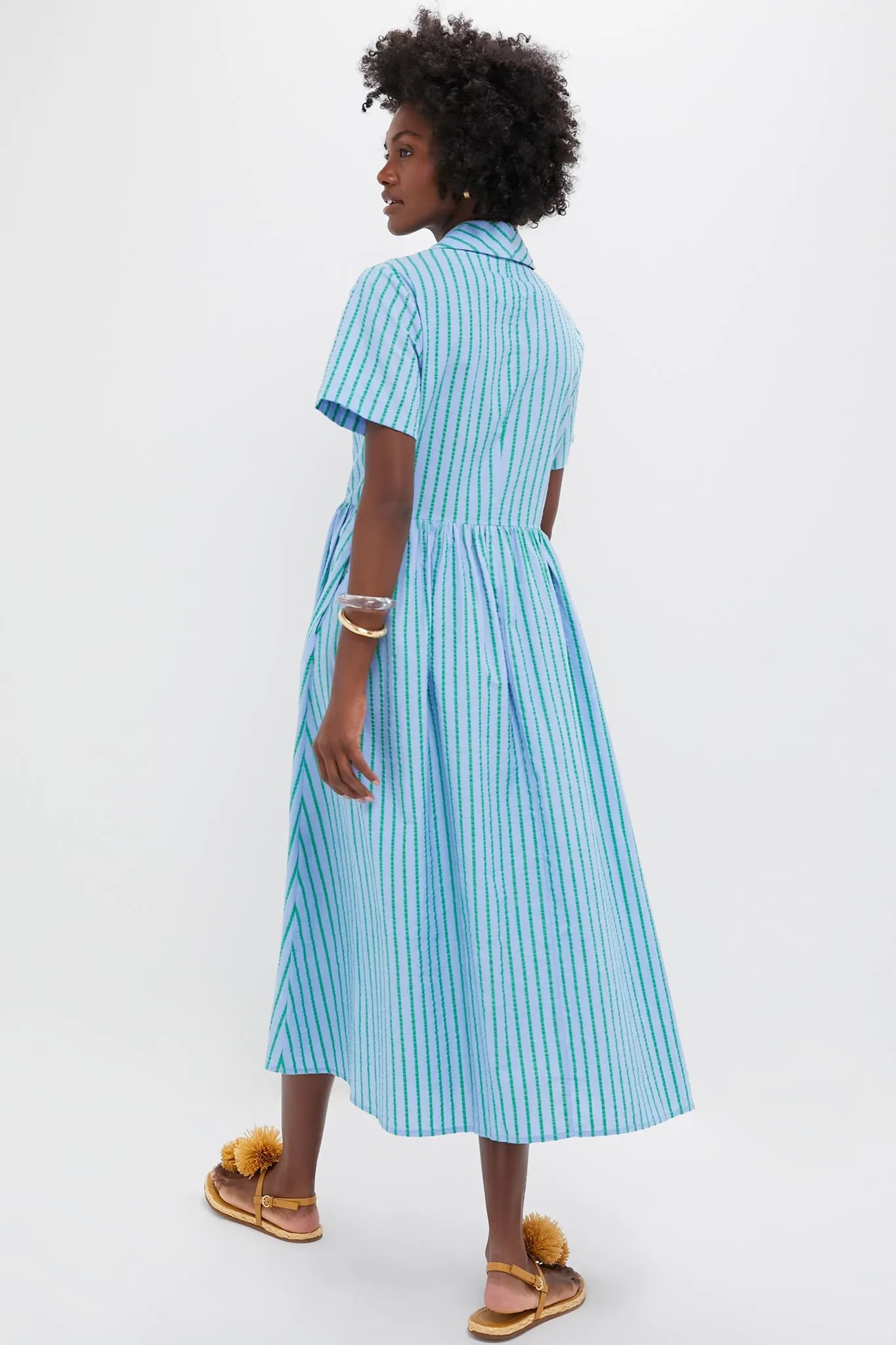 Delphinium Seersucker Shawl Collar Adelaide Dress sold by Tuckernuck product image thumbnail 4