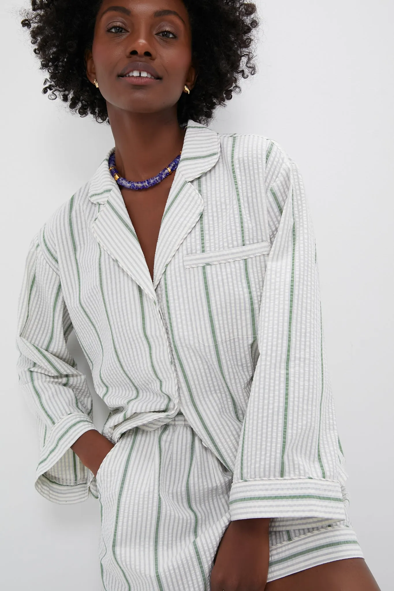 Mondego Stripe Seersucker Reya Top sold by Tuckernuck product image thumbnail 5