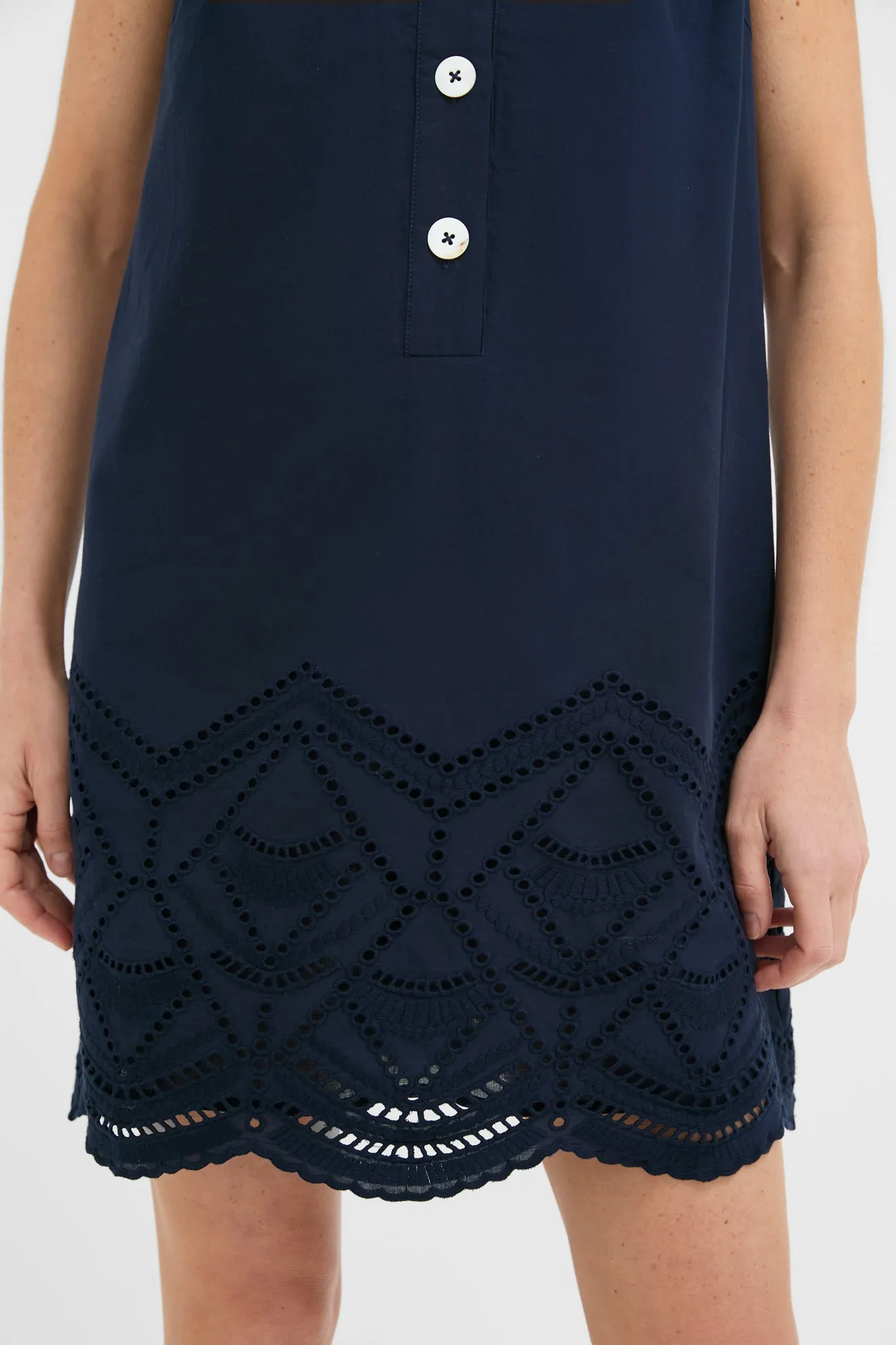 Navy Eyelet Sleeveless Collier Dress sold by Tuckernuck product image thumbnail 5