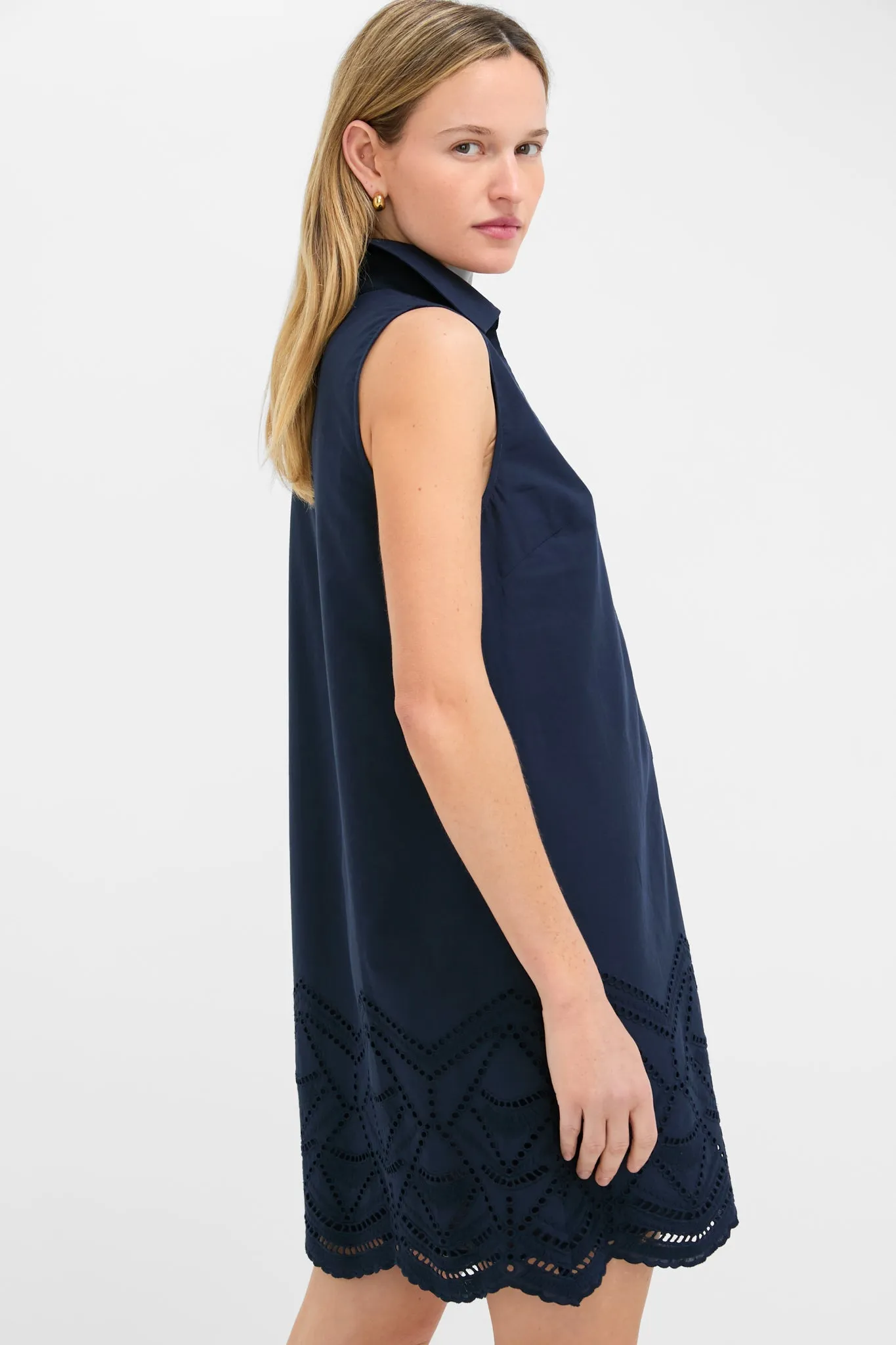 Navy Eyelet Sleeveless Collier Dress sold by Tuckernuck product image thumbnail 3