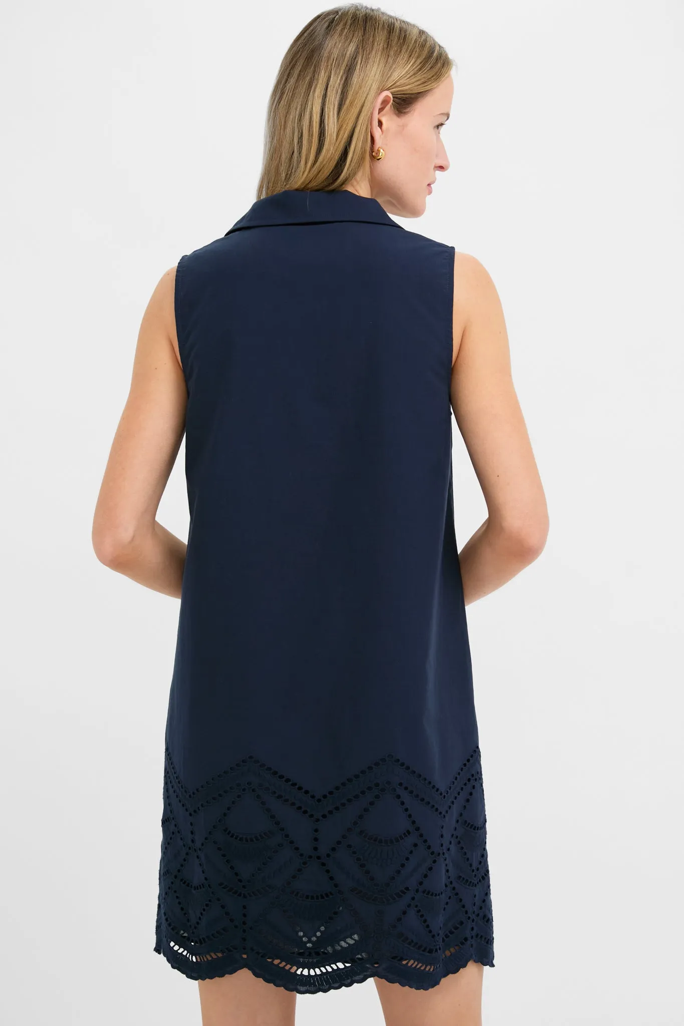 Navy Eyelet Sleeveless Collier Dress sold by Tuckernuck product image thumbnail 4