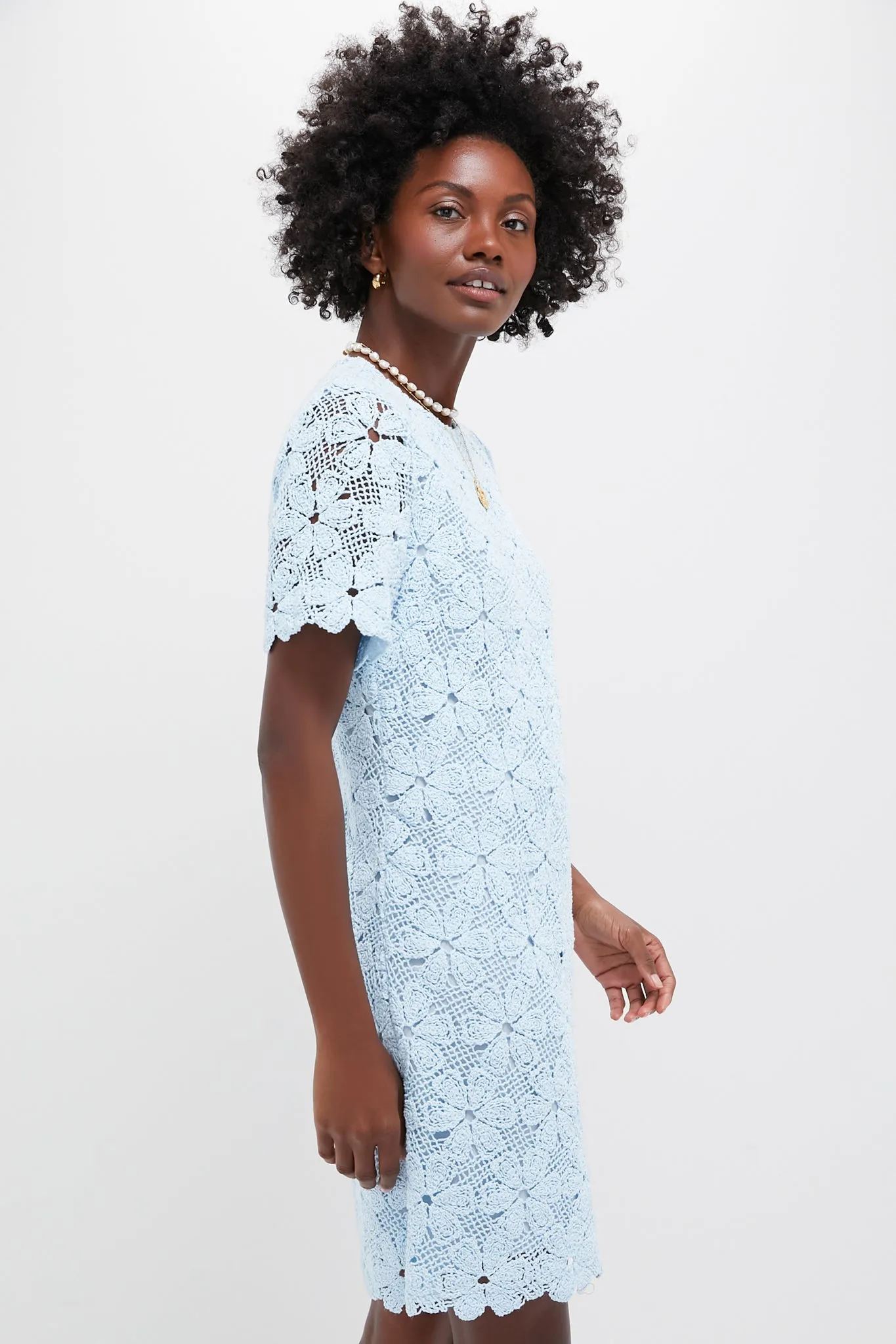 Light Blue Crochet Belclaire Dress sold by Tuckernuck product image thumbnail 3