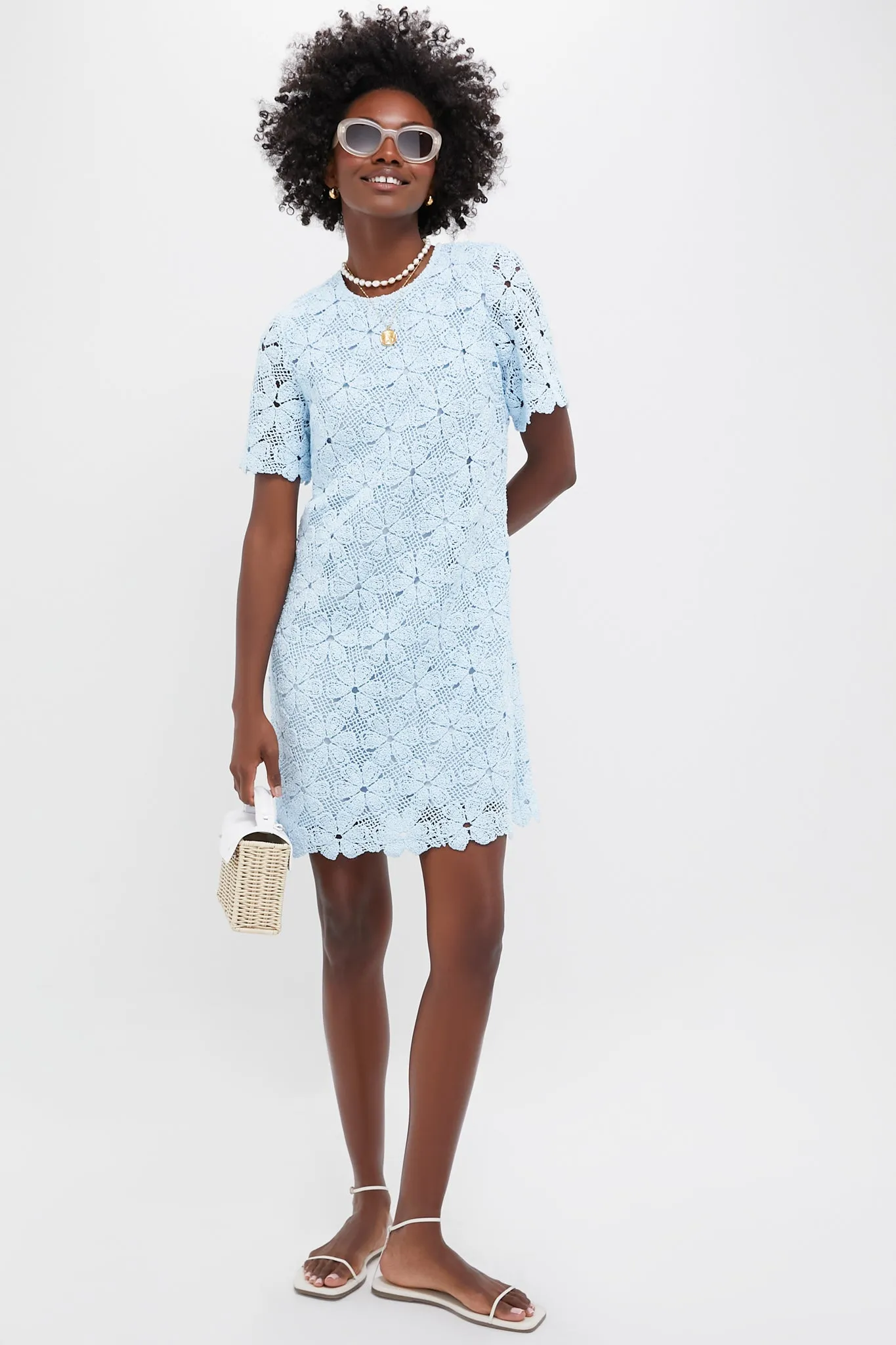 Light Blue Crochet Belclaire Dress sold by Tuckernuck product image thumbnail 2