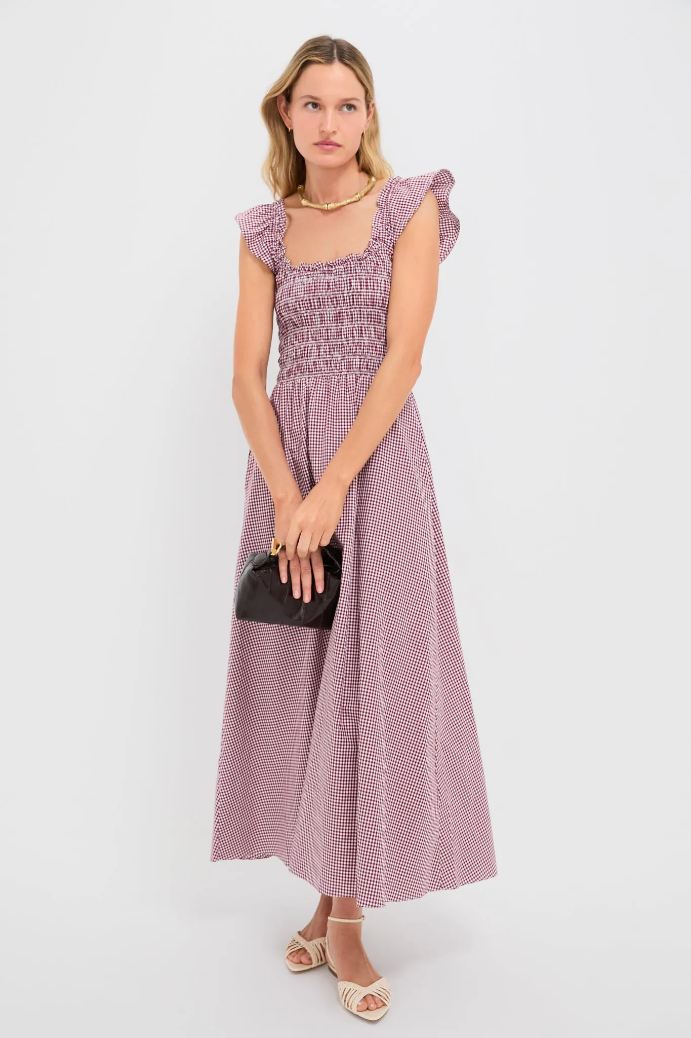Gingham Deep Red Eudora Midi Dress sold by Tuckernuck product image thumbnail 2