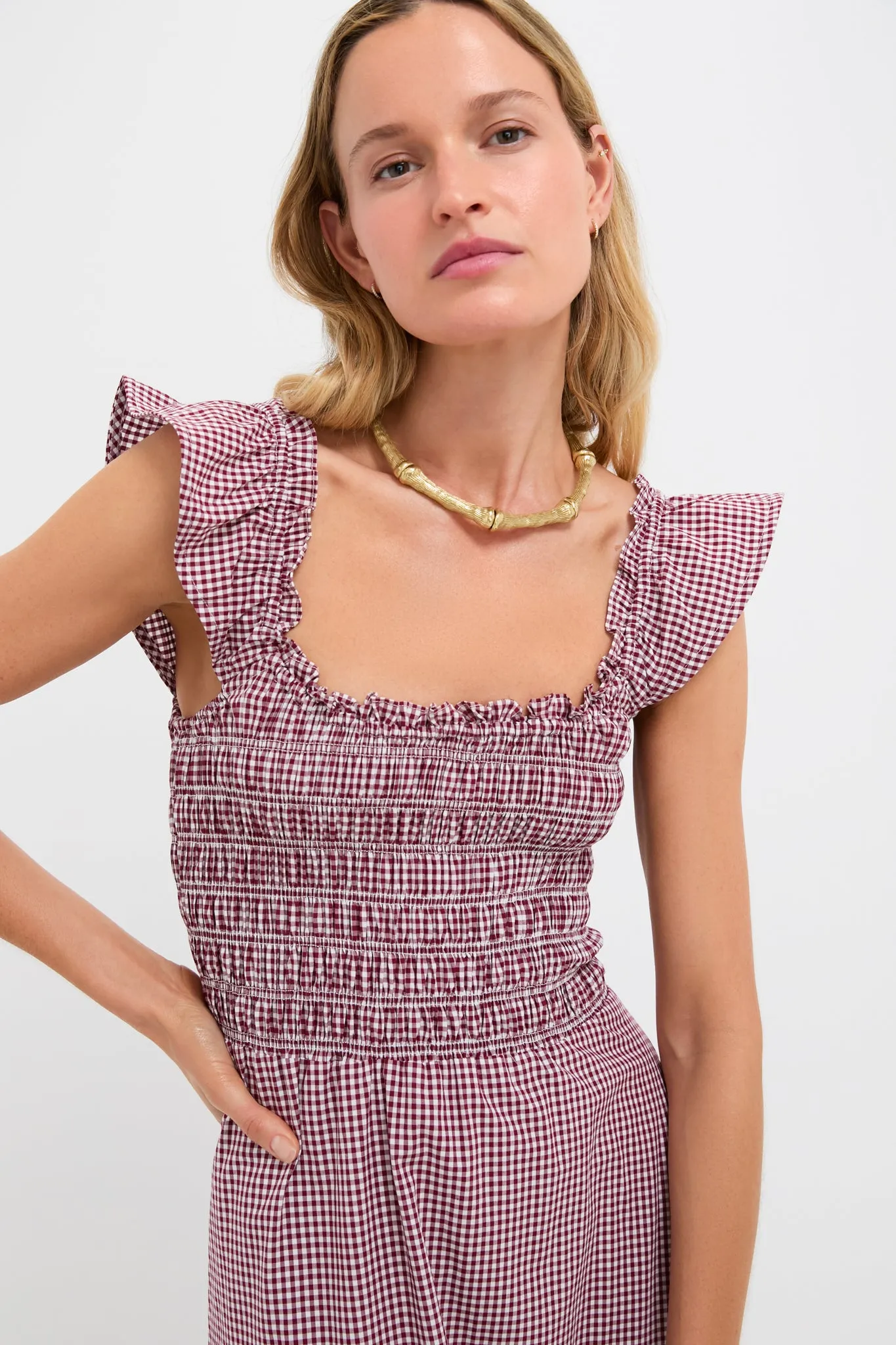 Gingham Deep Red Eudora Midi Dress sold by Tuckernuck product image thumbnail 5