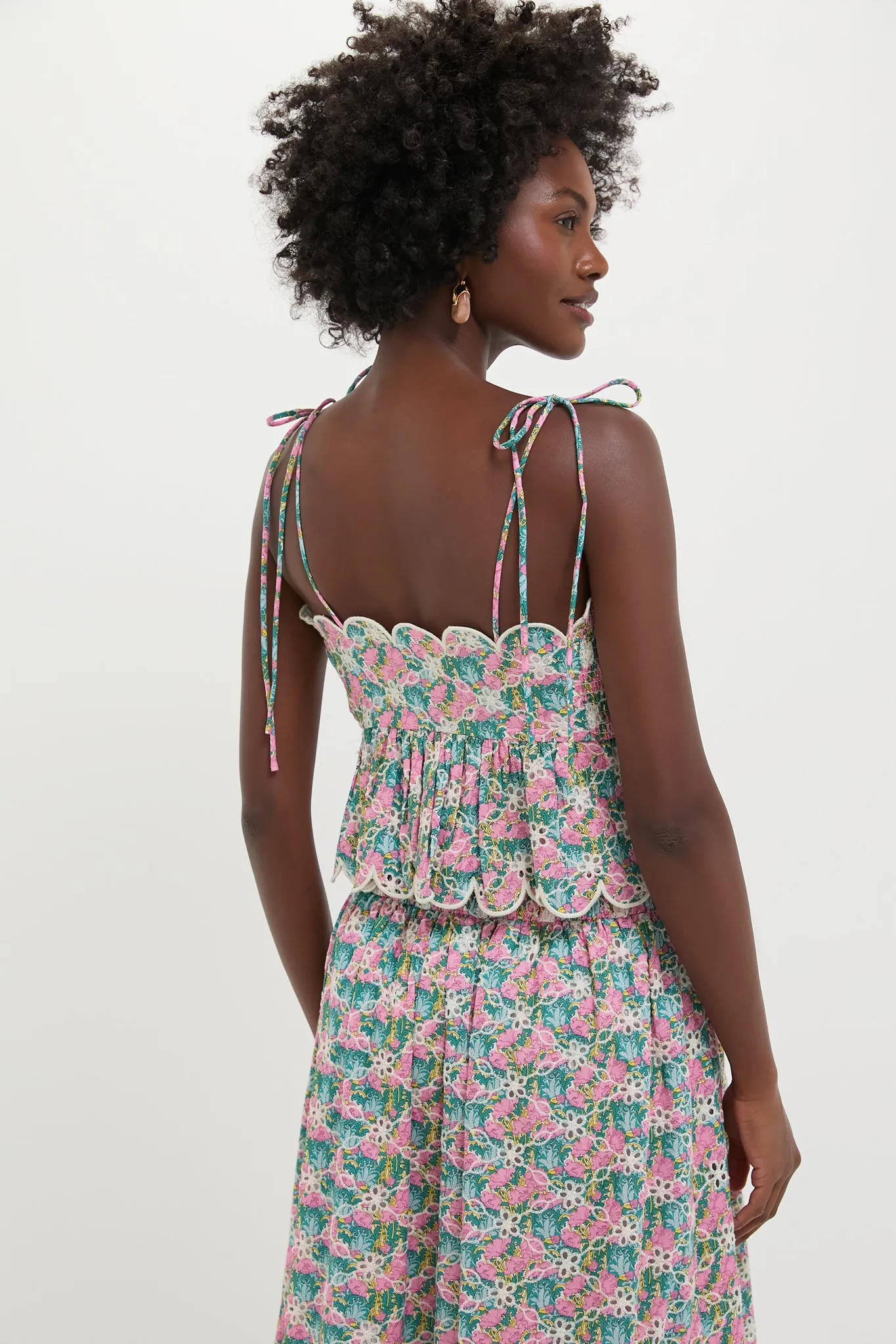 Pink Multi Floral Scalloped Eyelet Calla Top sold by Tuckernuck product image thumbnail 4