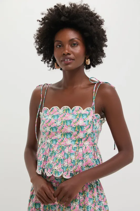 Pink Multi Floral Scalloped Eyelet Calla Top sold by Tuckernuck