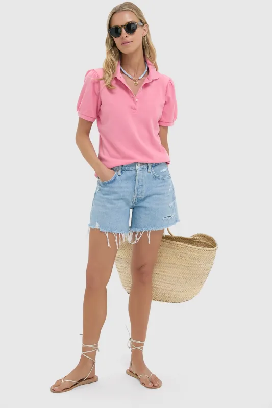 Hot Pink Pique Puff Sleeve Peggy Polo sold by Tuckernuck