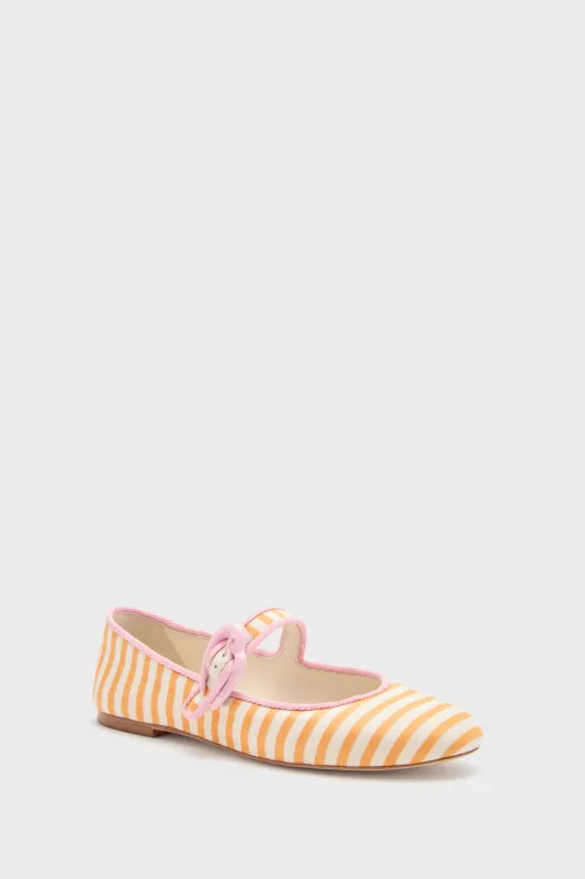 Marigold and Natural Striped Verona Ballet Flats sold by Tuckernuck
