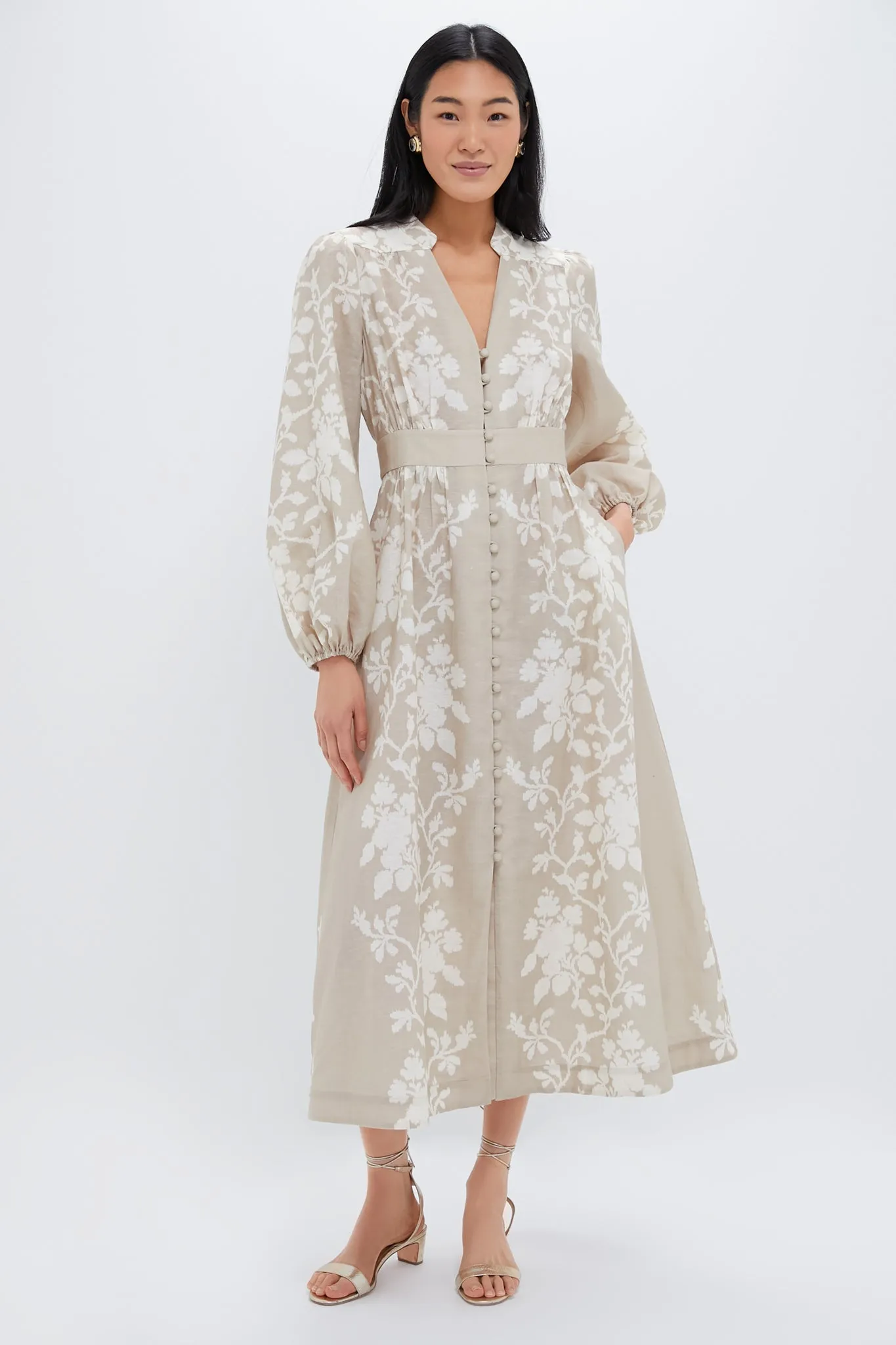 Sand Floral Stripe Serena Dress sold by Tuckernuck