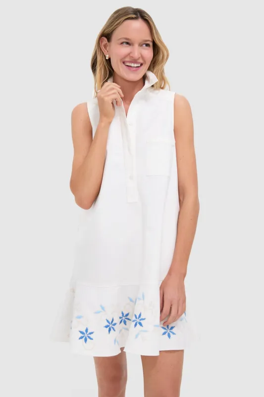 White Embroidery Sleeveless Callahan Dress sold by Tuckernuck