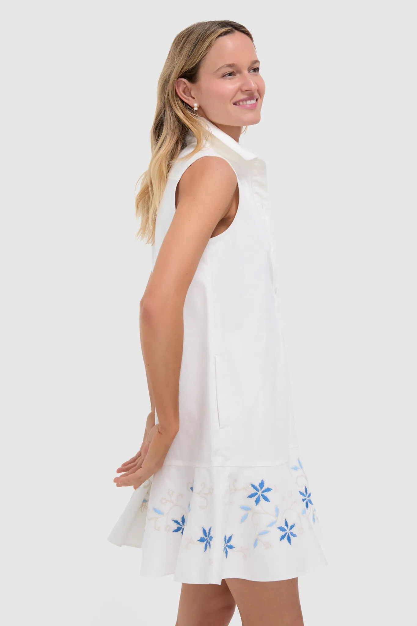 White Embroidery Sleeveless Callahan Dress sold by Tuckernuck product image thumbnail 3