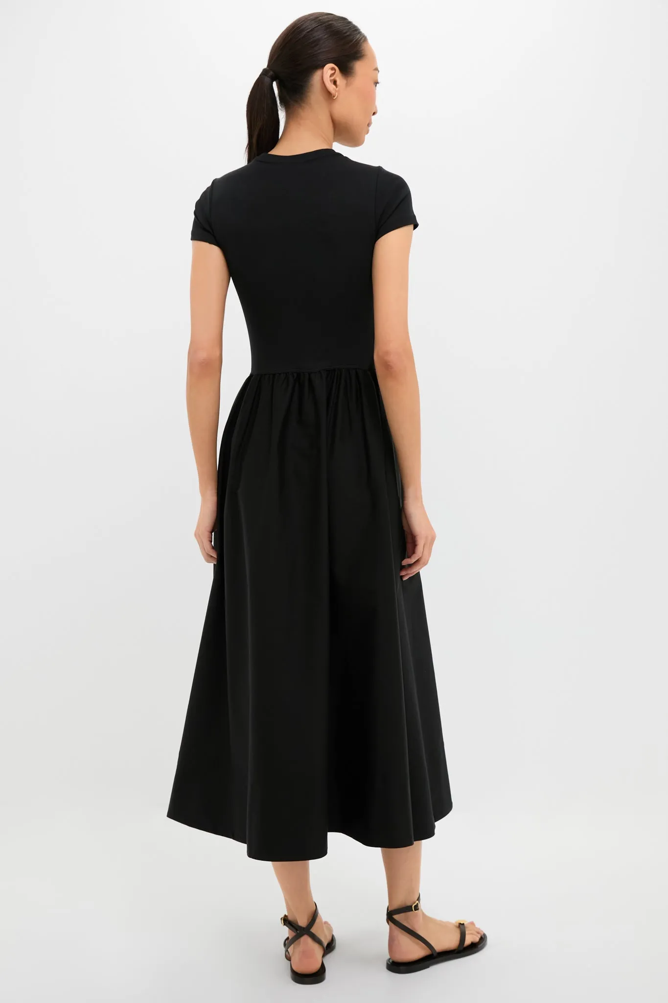 Black Rib Knit Crew Neck Short Sleeve A-Line Dress sold by Tuckernuck product image thumbnail 4