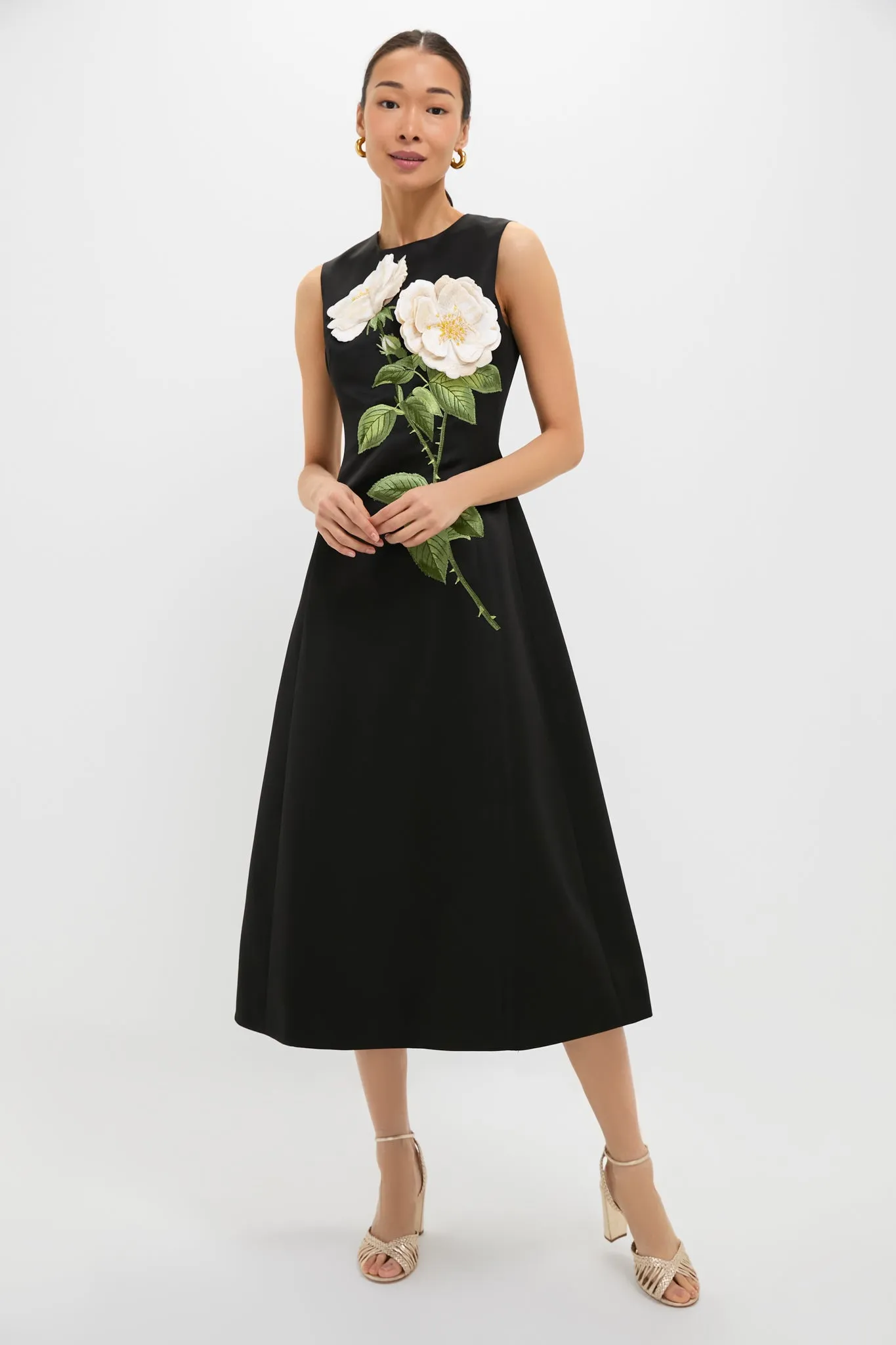 White Rose Printed Cleo Embellished Sleeveless Midi Dress sold by Tuckernuck