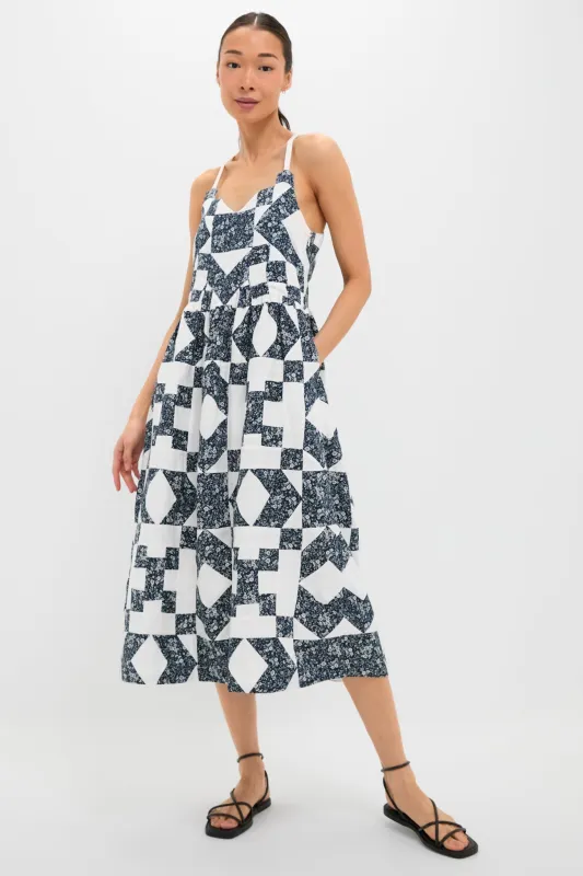 Navy Ana Patchwork Print Tank Dress sold by Tuckernuck