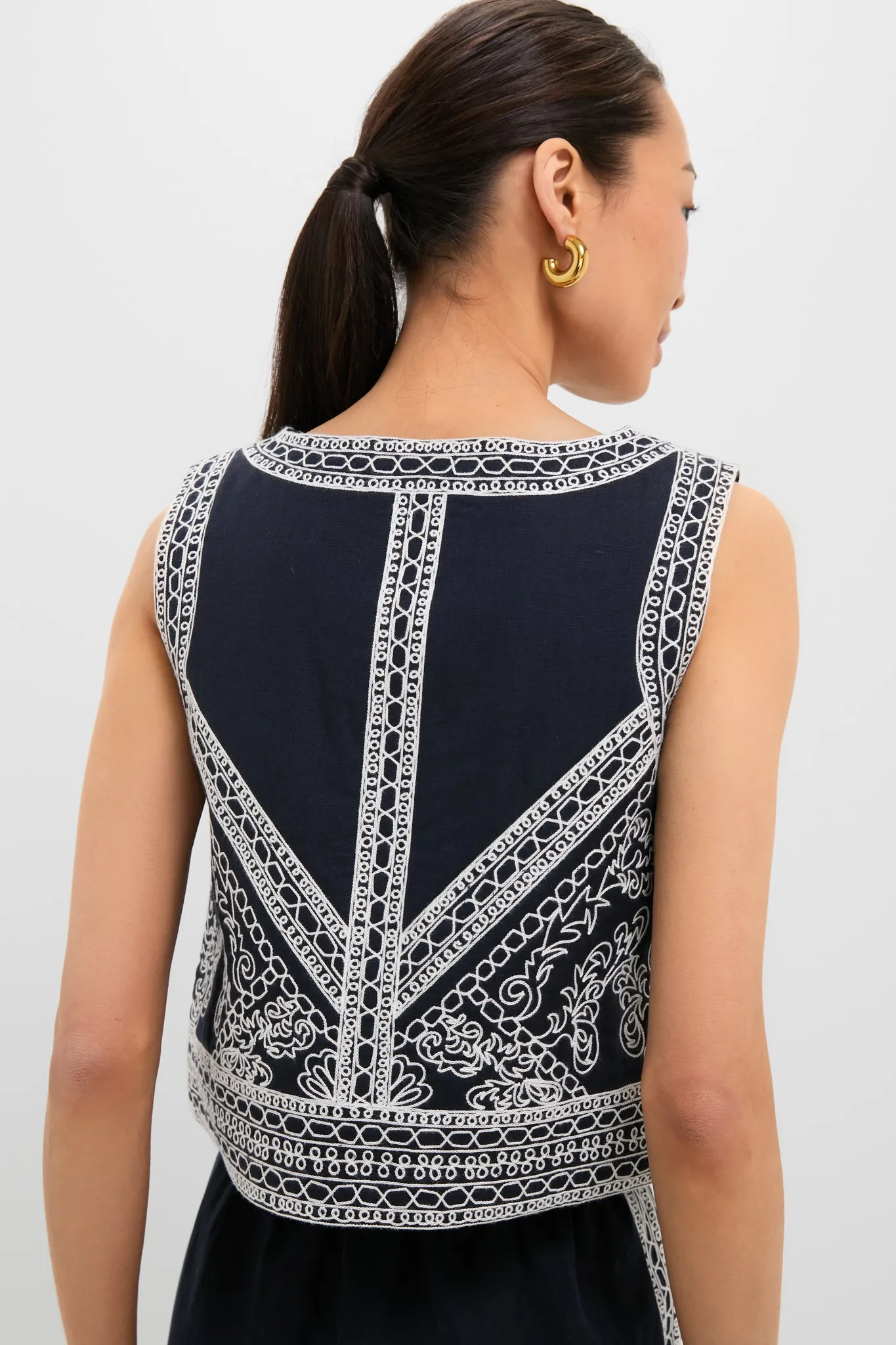Navy and White Embroidered Luna Top sold by Tuckernuck product image thumbnail 4