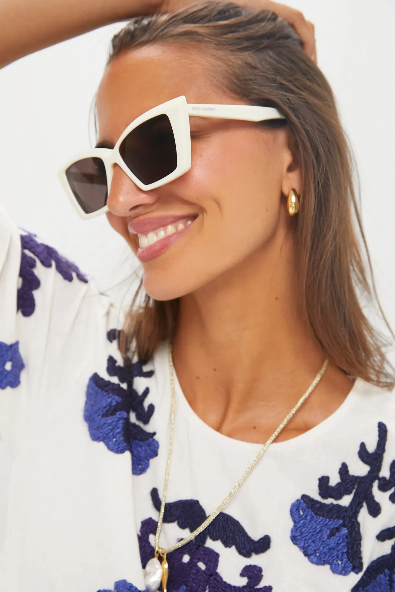 Ivory New Wave Cat Eye Sunglasses sold by Tuckernuck product image thumbnail 2