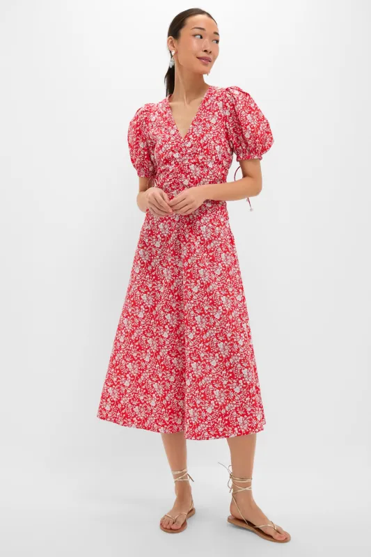 Red Lucille Liberty Print Short Sleeve Midi Dress sold by Tuckernuck