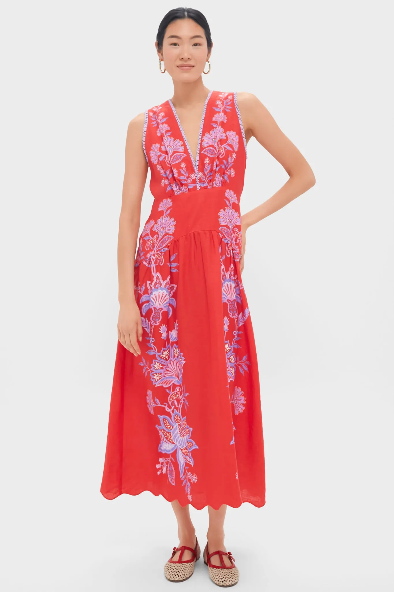 Porcelain Garden Red Midi Dress sold by Tuckernuck