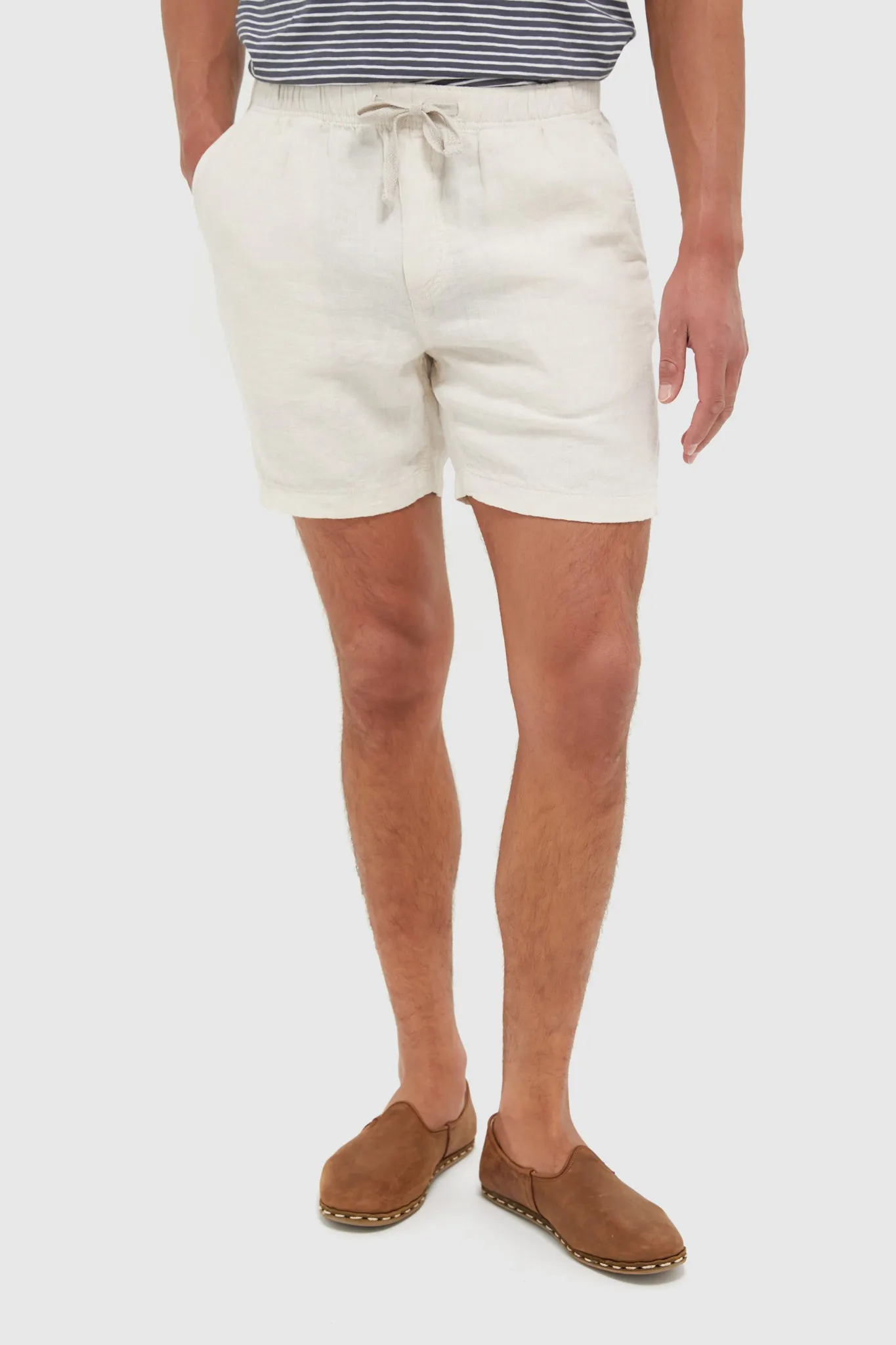 Weathered Sand Essential Linen Short sold by Tuckernuck