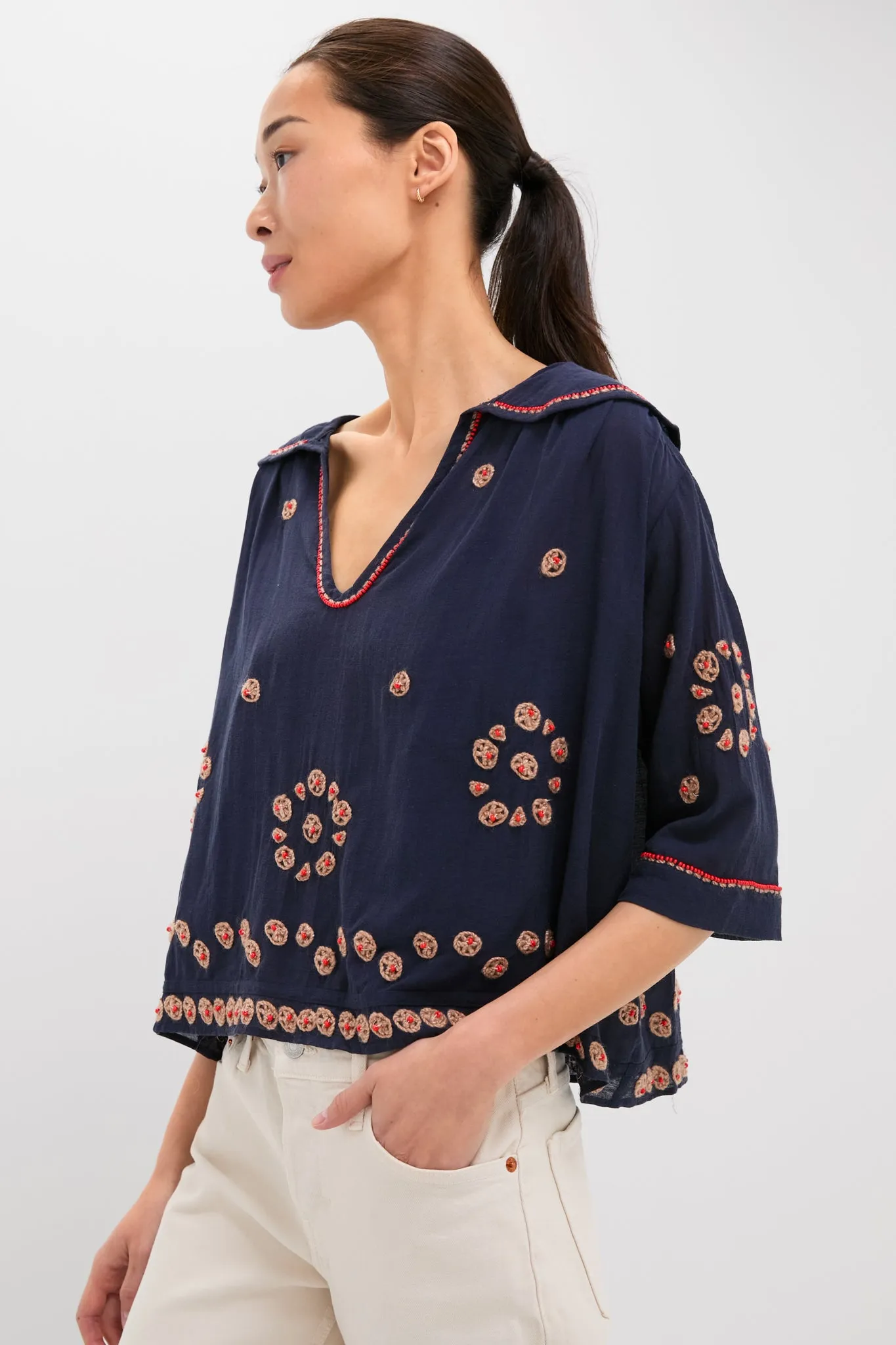 Navy The Beaded Vintage Sailor Top sold by Tuckernuck product image thumbnail 3