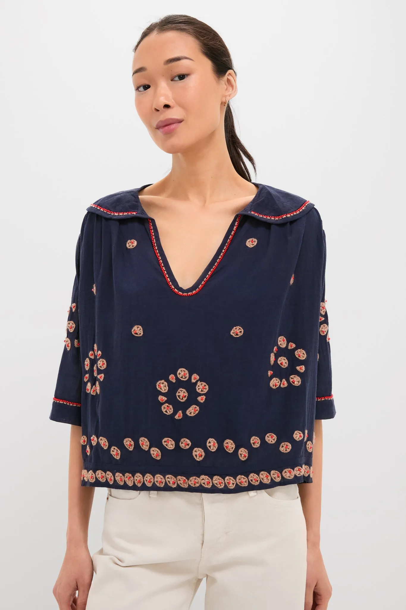 Navy The Beaded Vintage Sailor Top sold by Tuckernuck