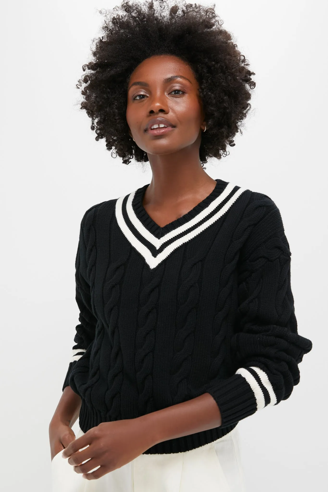 Polo Black and Cricket Cream Cotton Long Sleeve Crew Neck Pullover Sweater sold by Tuckernuck