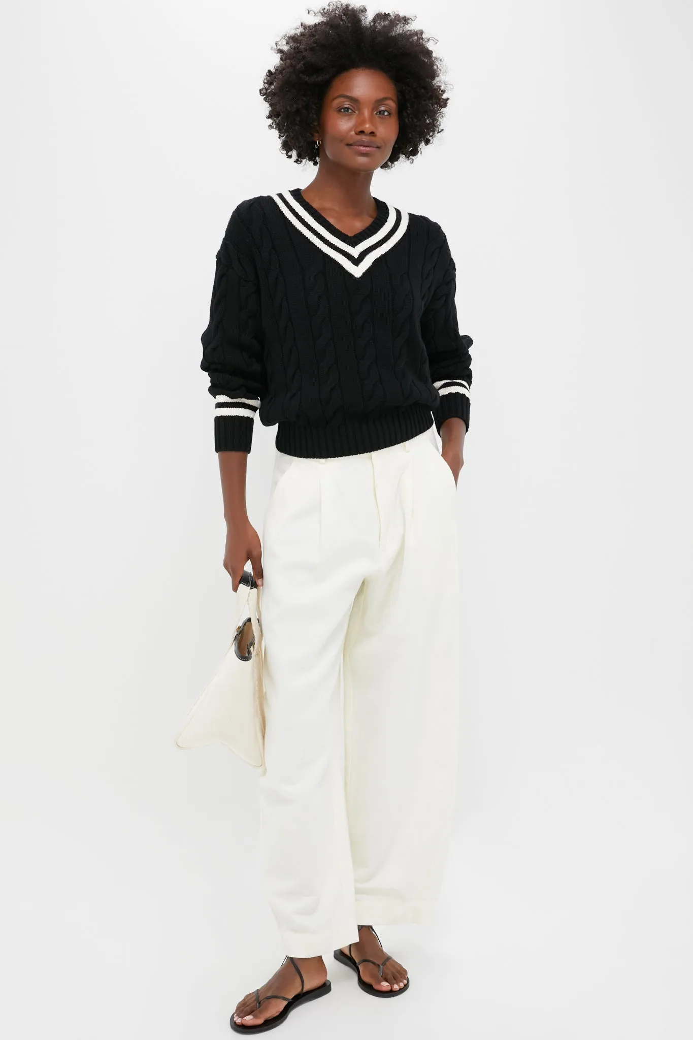 Polo Black and Cricket Cream Cotton Long Sleeve Crew Neck Pullover Sweater sold by Tuckernuck product image thumbnail 2