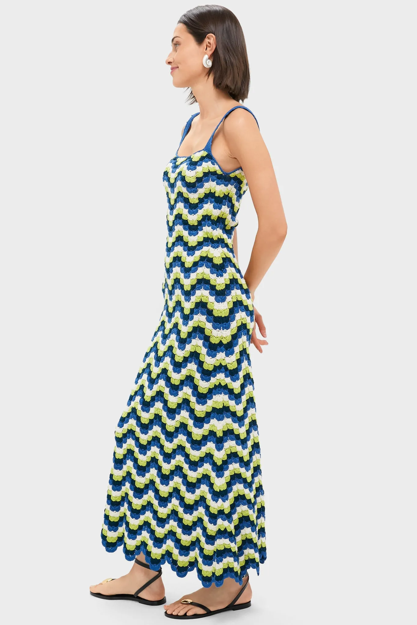 Blues and Lime Green Marea Crochet Maxi Dress sold by Tuckernuck product image thumbnail 3