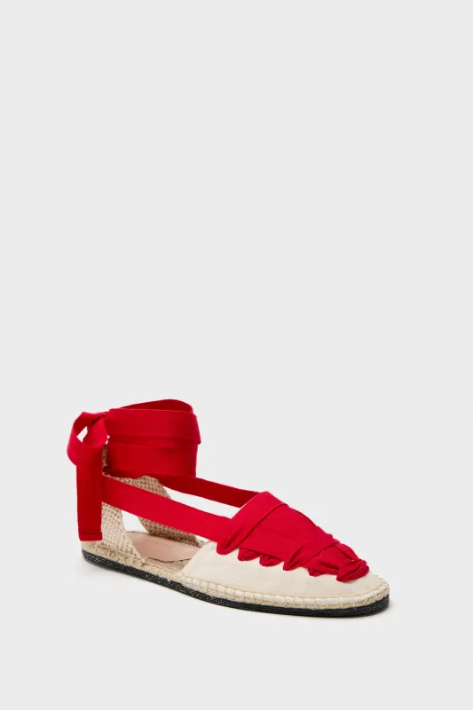 Red Lace-Up Natural Canvas Wilson Espadrilles sold by Tuckernuck
