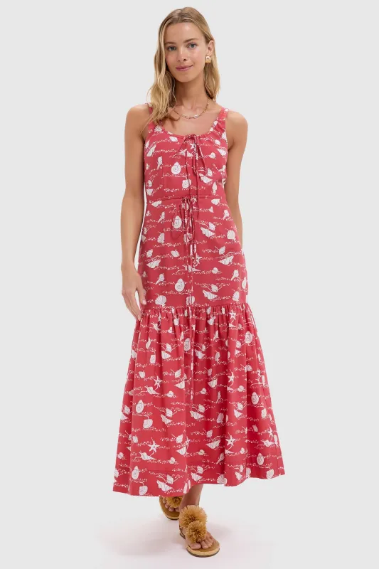 Red Shell Double Drawstring Dress sold by Tuckernuck
