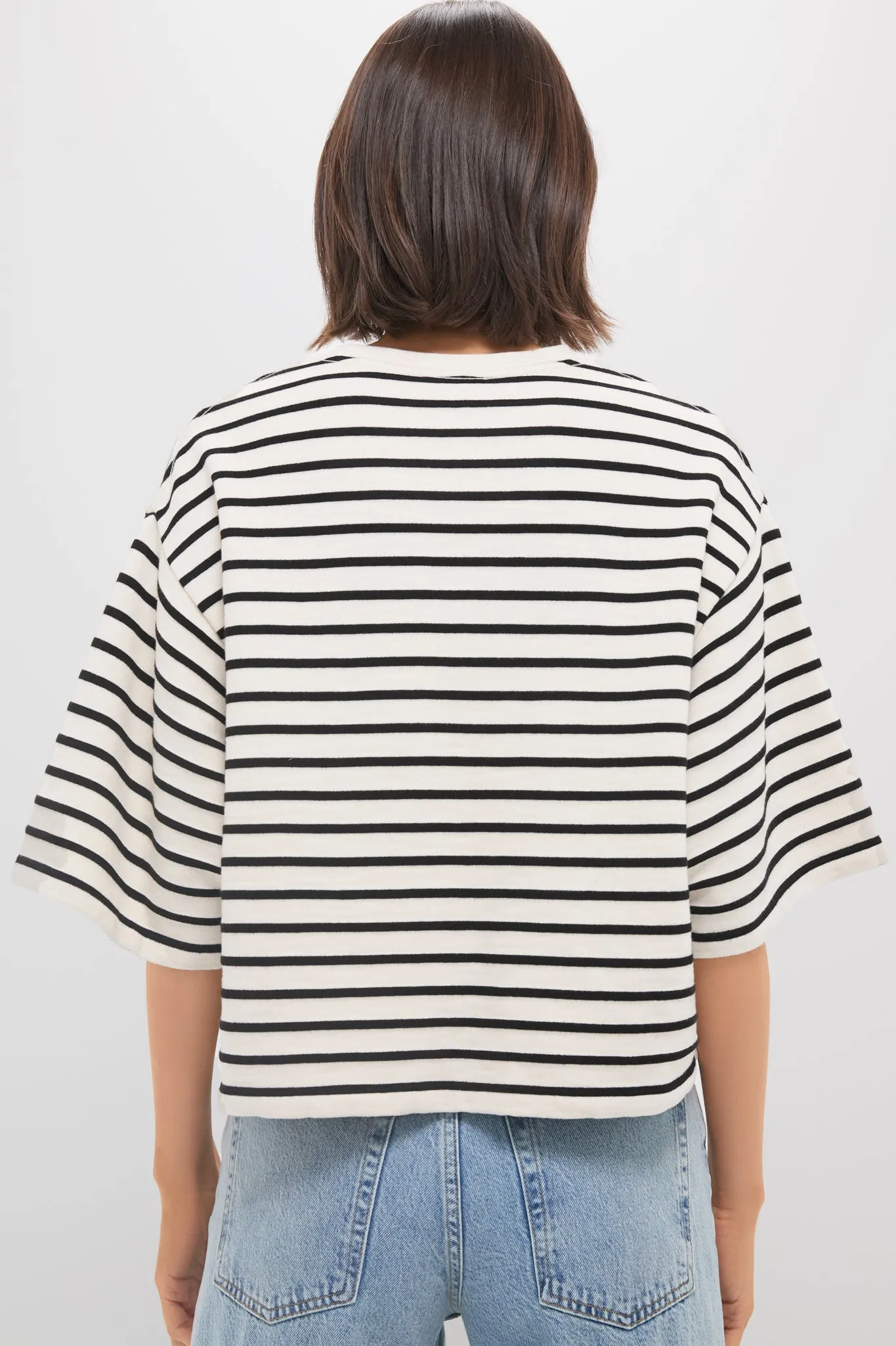 Black Stripe French Terry Myers Cropped Tee sold by Tuckernuck product image thumbnail 4