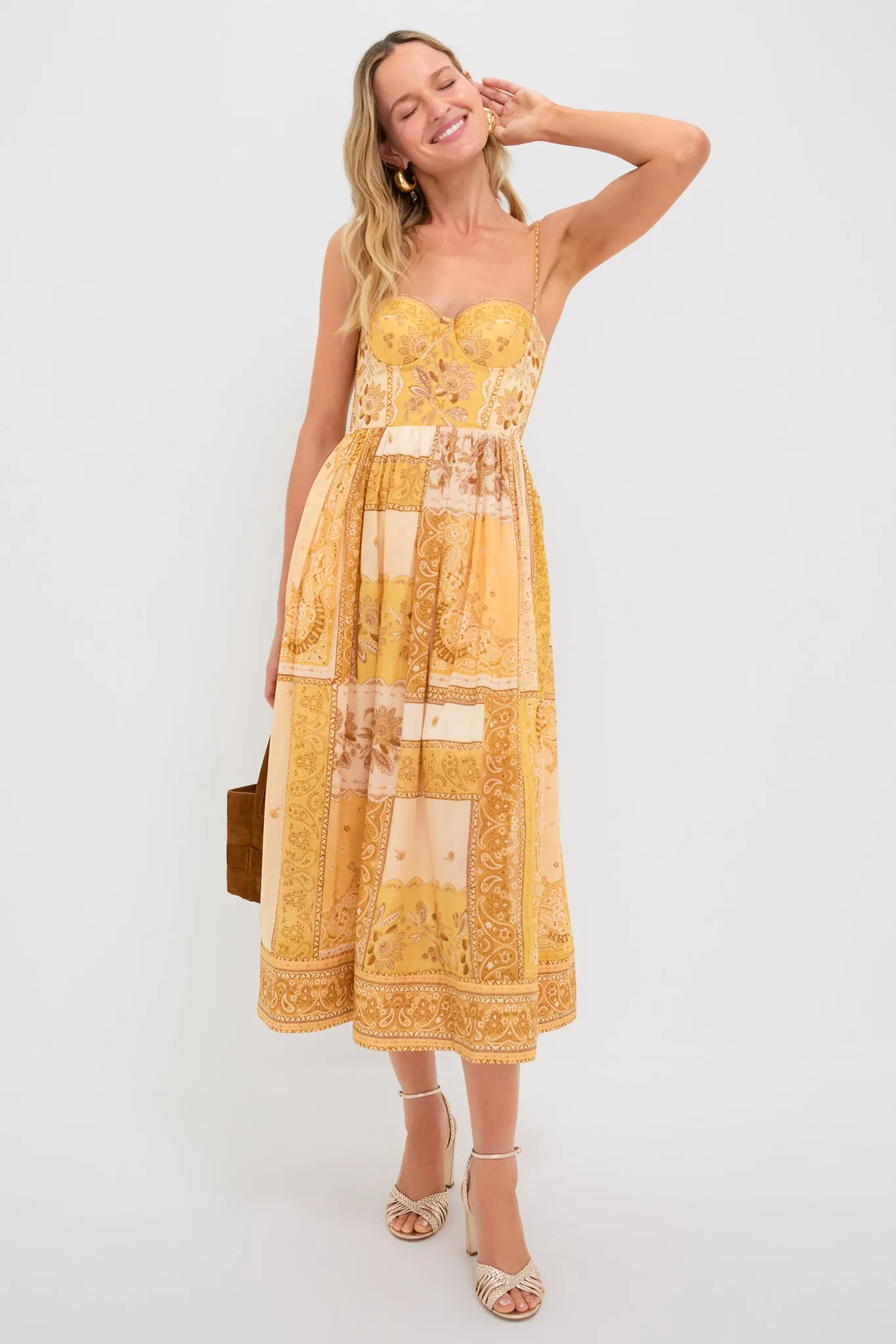 Mustard Bandana Lucky Corset Midi Dress sold by Tuckernuck product image thumbnail 2