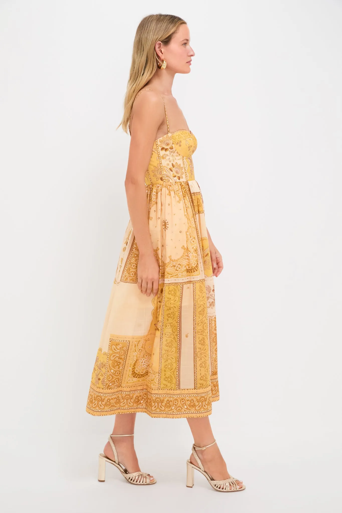 Mustard Bandana Lucky Corset Midi Dress sold by Tuckernuck product image thumbnail 3