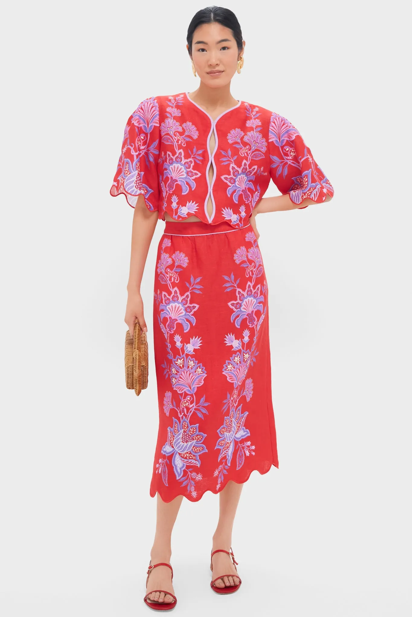 Porcelain Garden Red Midi Skirt sold by Tuckernuck product image thumbnail 2