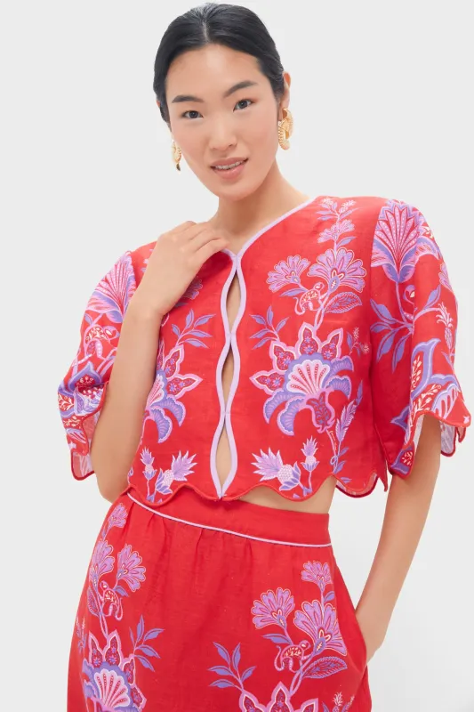 Porcelain Garden Red Blouse sold by Tuckernuck