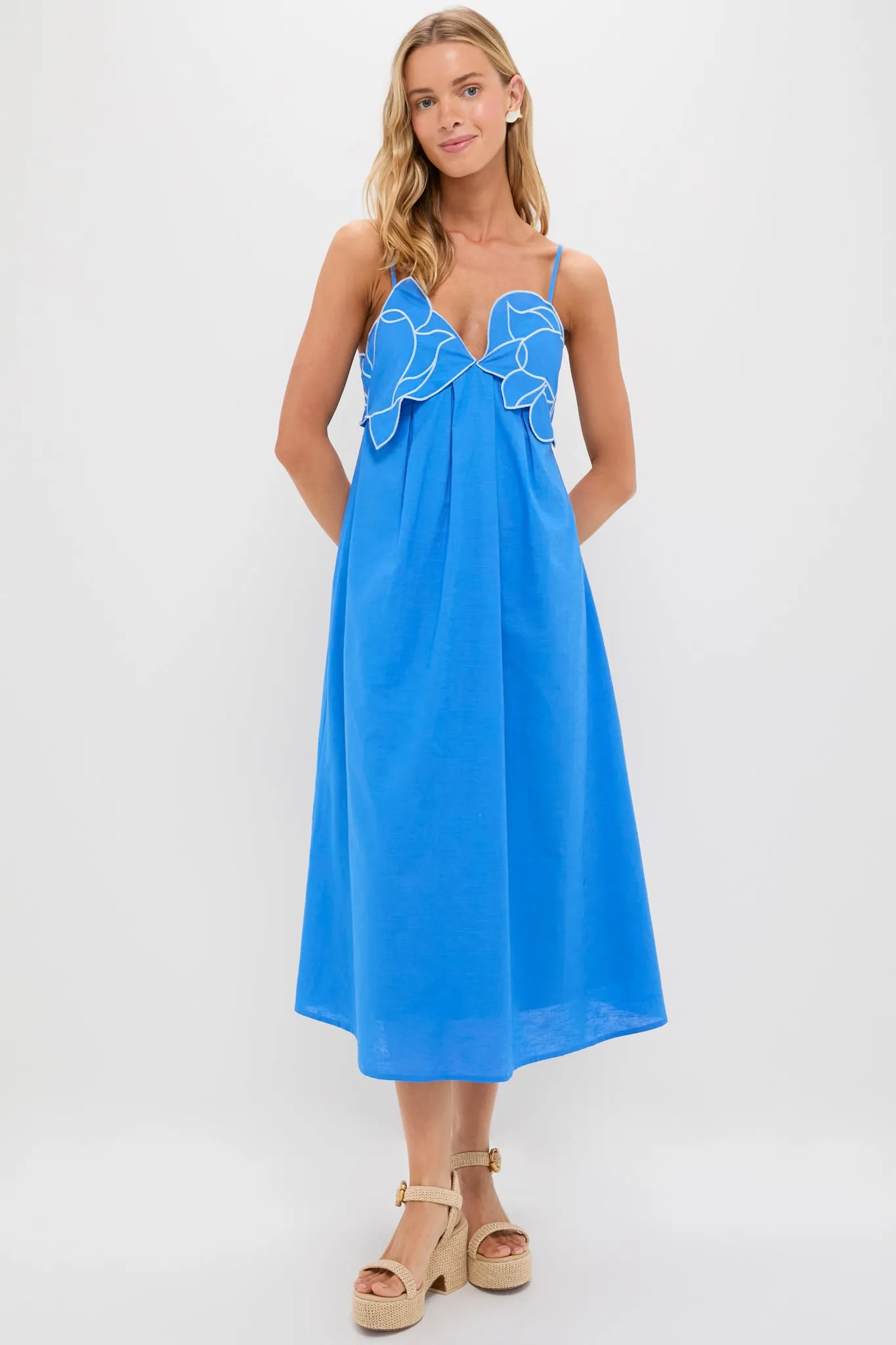 Sea Blue Flower Applique Iris Maxi Dress sold by Tuckernuck
