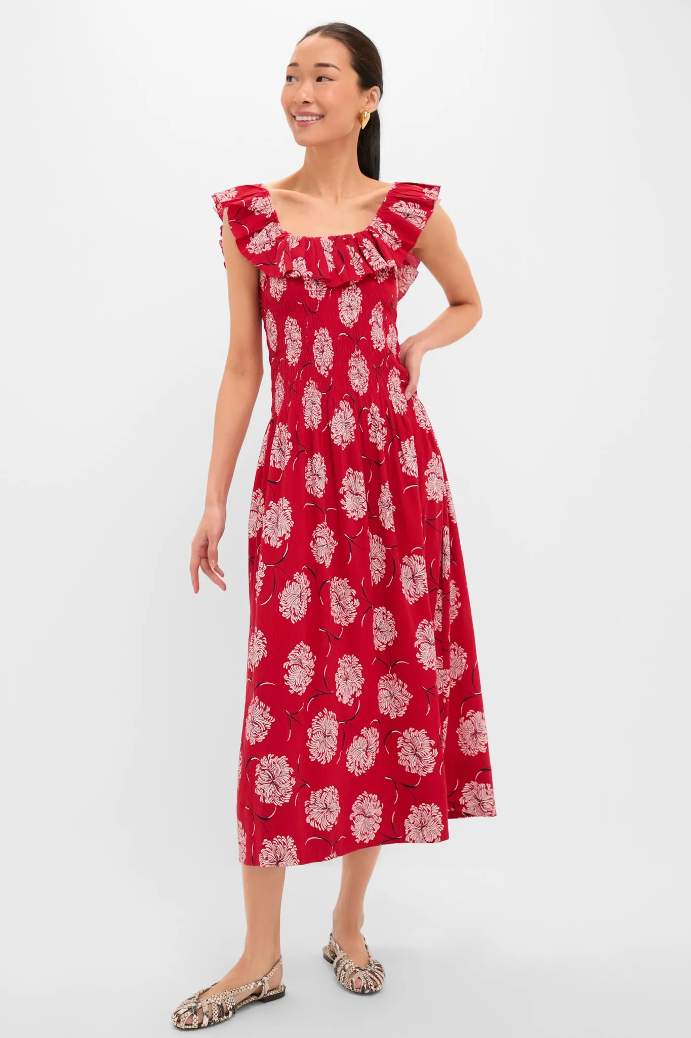 True Red Dancing Floral The Havana Dress sold by Tuckernuck