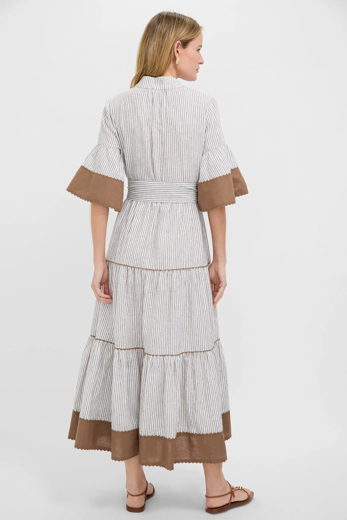 Tan Stripe Linen Joanna Dress sold by Tuckernuck product image thumbnail 3