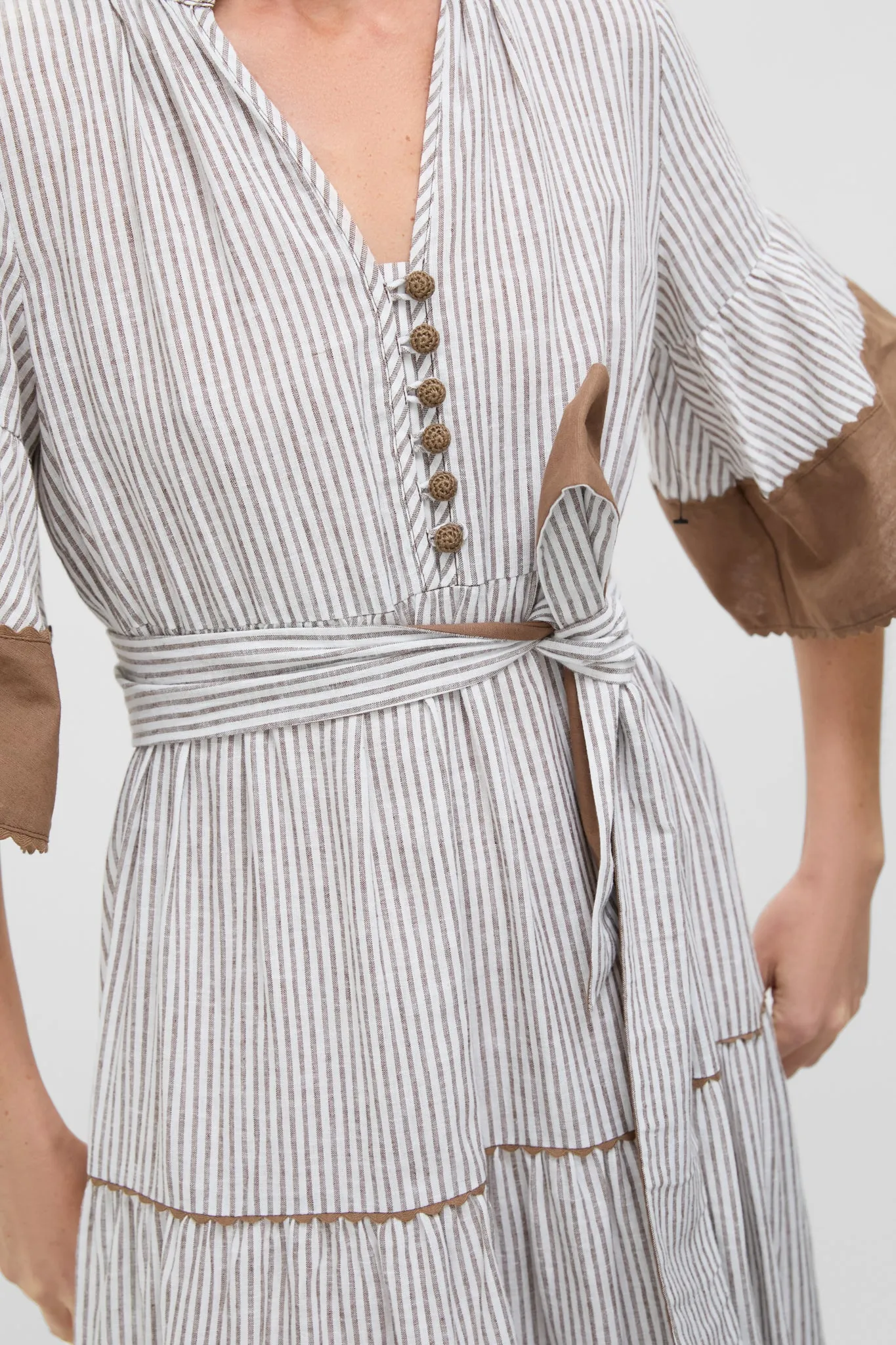 Tan Stripe Linen Joanna Dress sold by Tuckernuck product image thumbnail 5