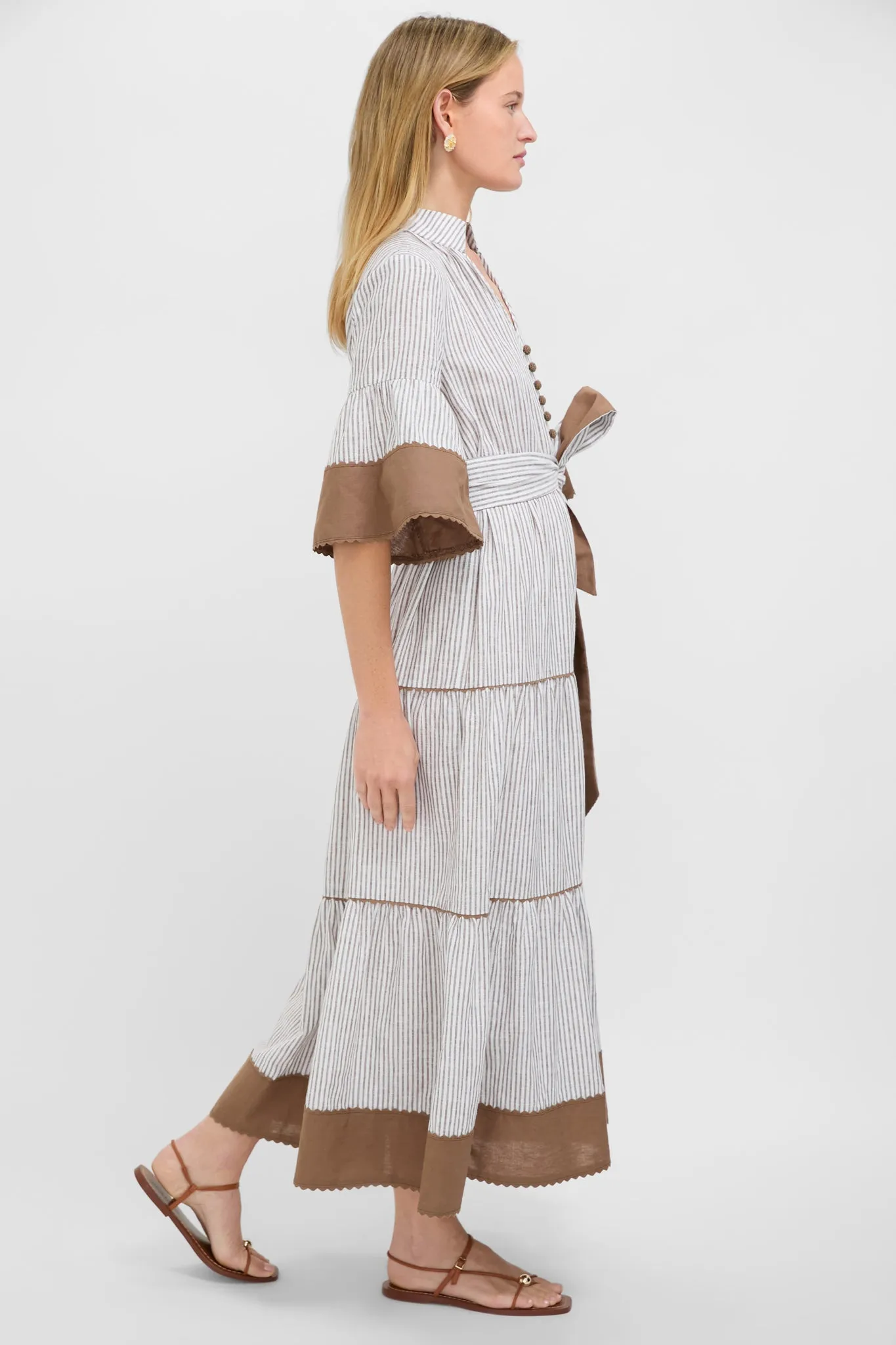 Tan Stripe Linen Joanna Dress sold by Tuckernuck product image thumbnail 4