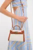 Natural Linen and Tan Hariette Handle Bag sold by Tuckernuck