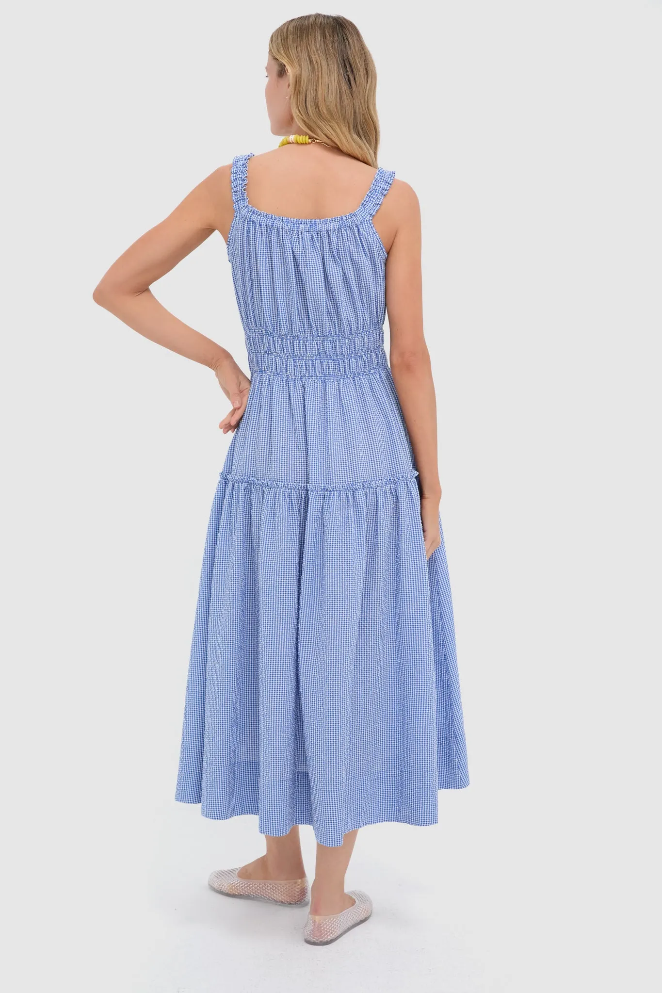 Blue and White Gingham Seersucker Landis Maxi Dress sold by Tuckernuck product image thumbnail 5